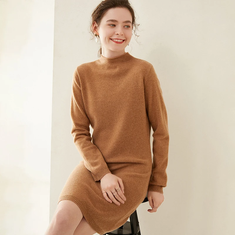 Осенне-зимнее Новое модное кашемировое платье женская нижняя рубашка | Женская