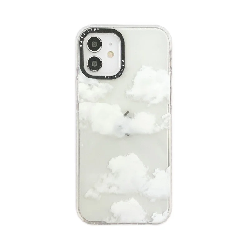 

Night sky moon clouds Phone Case for iPhone 12 mini SE 7 8 Plus X XS Max XR 11 PRO Max clear TPU Cover with Black Len Frame