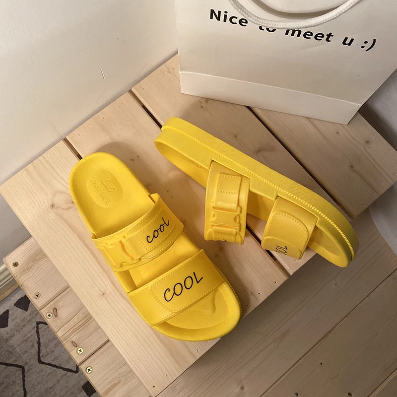 Женские тапочки с открытым носком Летние удобные нескользящие туфли на