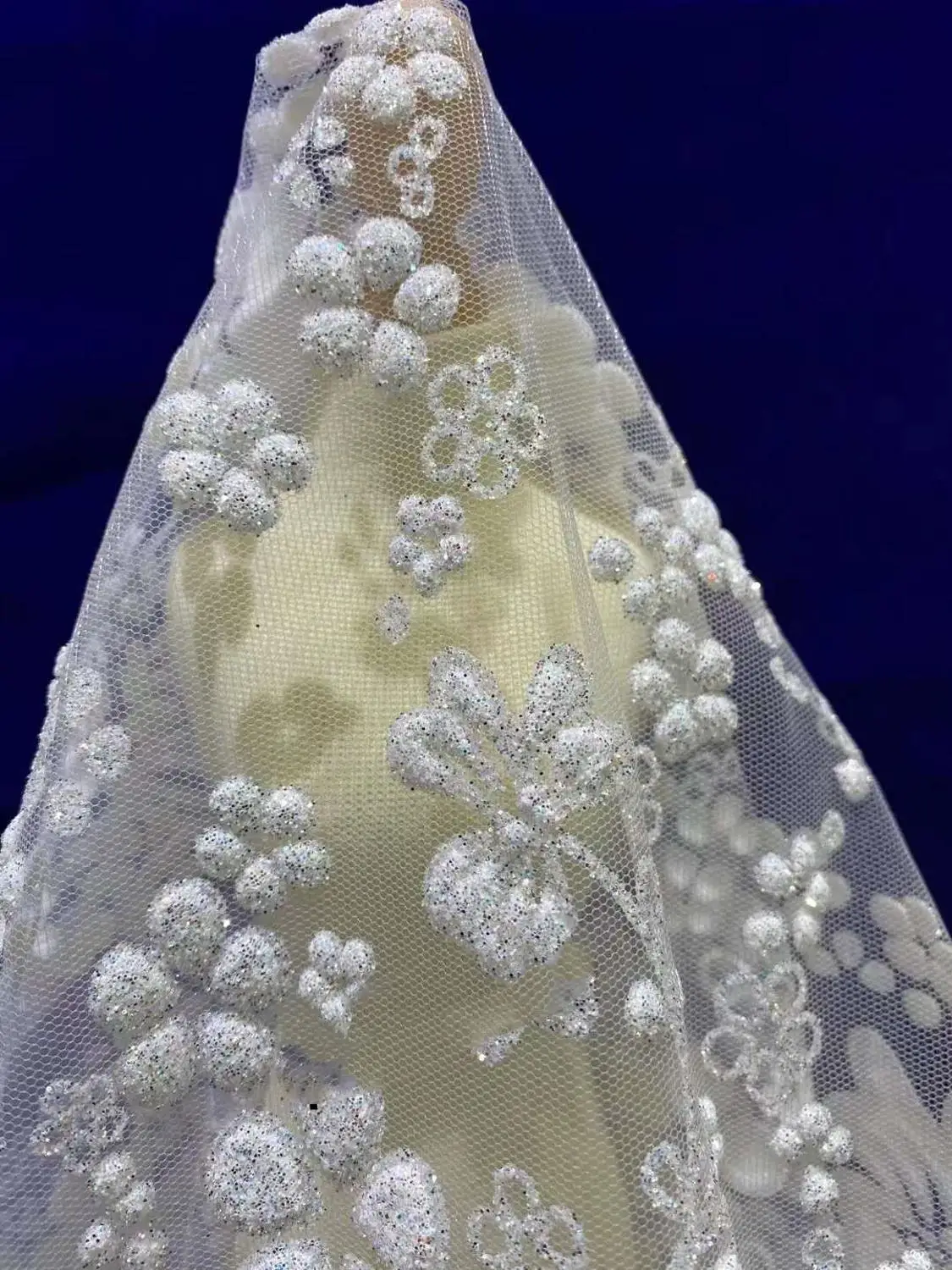 Высокое качество блестящий хлопья плавающий цветок Роза тюль кружева