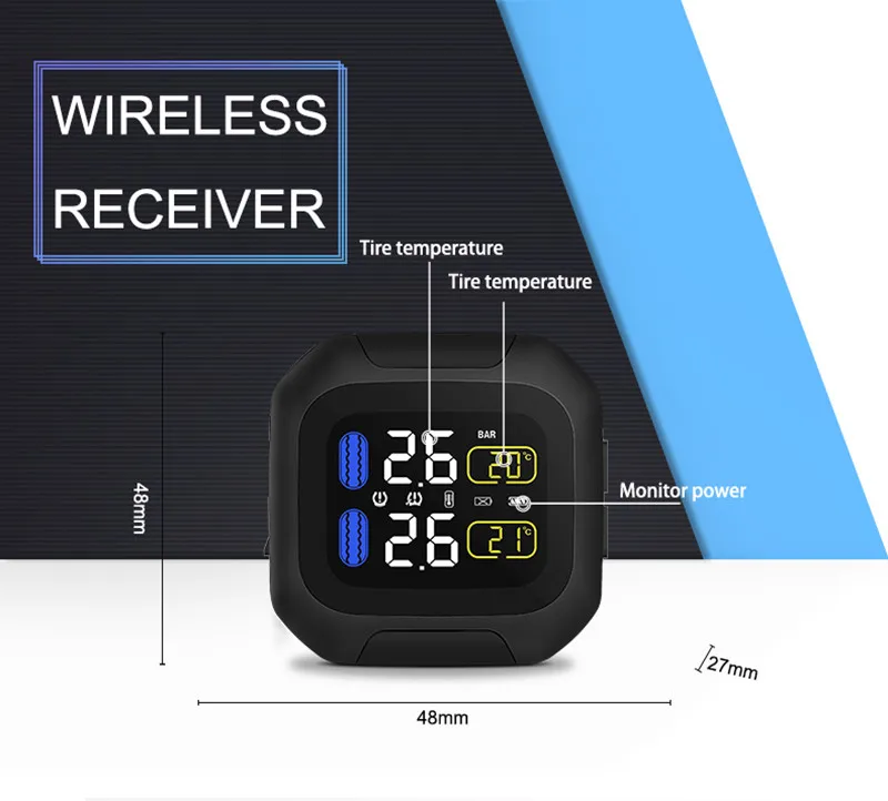 

Digital tpms tire pressure monitoring system with 4 universal tpms sensors