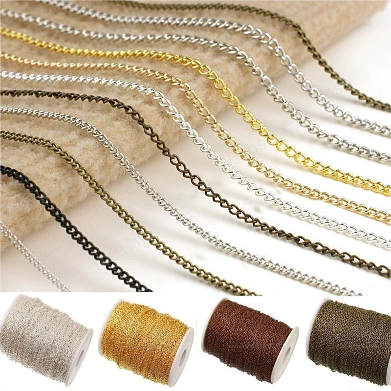 Цепочка для браслета и ожерелья металлическая серебристая золотистая бронзовая