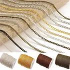 Цепочка для изготовления браслетов сделай сам, плоская металлическая цепочка из железа, металла, серебра, золота, бронзы, фурнитура для изготовления ювелирных изделий, без содержания свинца и никеля, 5 м