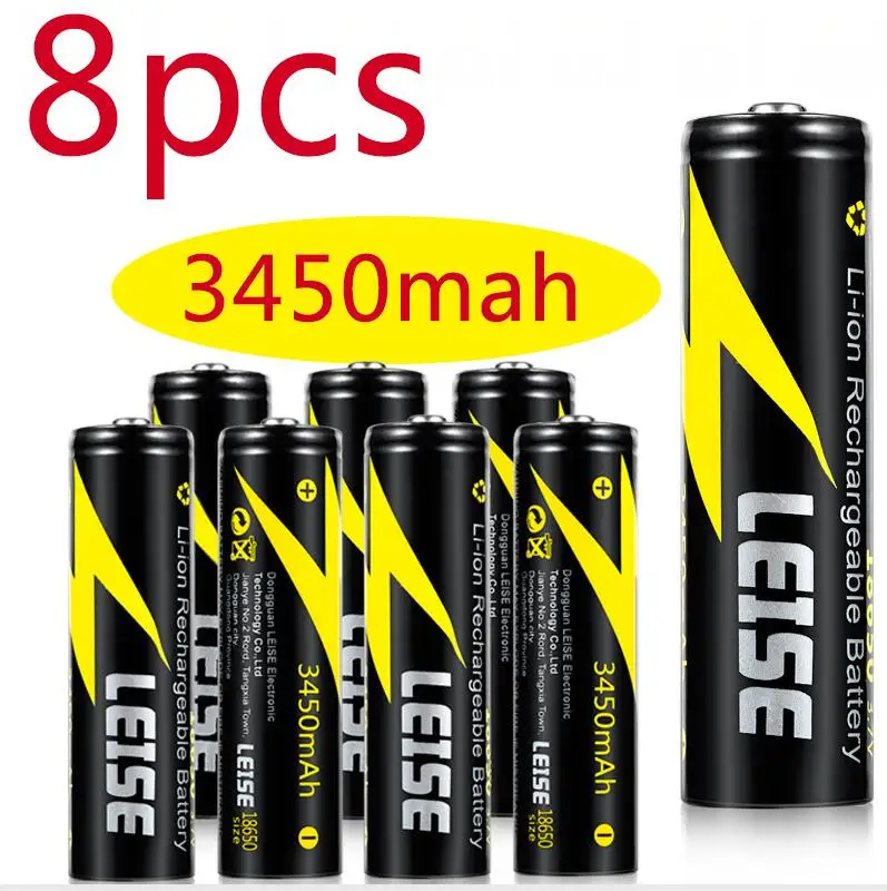 8pcs Leise, новинка,, 18650, 3450 мА/ч, литиевая, 3,7 в, 18650, перезаряжаемая батарея, литий-ионная, внешний аккумулятор, батарея для фонарика, фары - Цвет: 8pcs