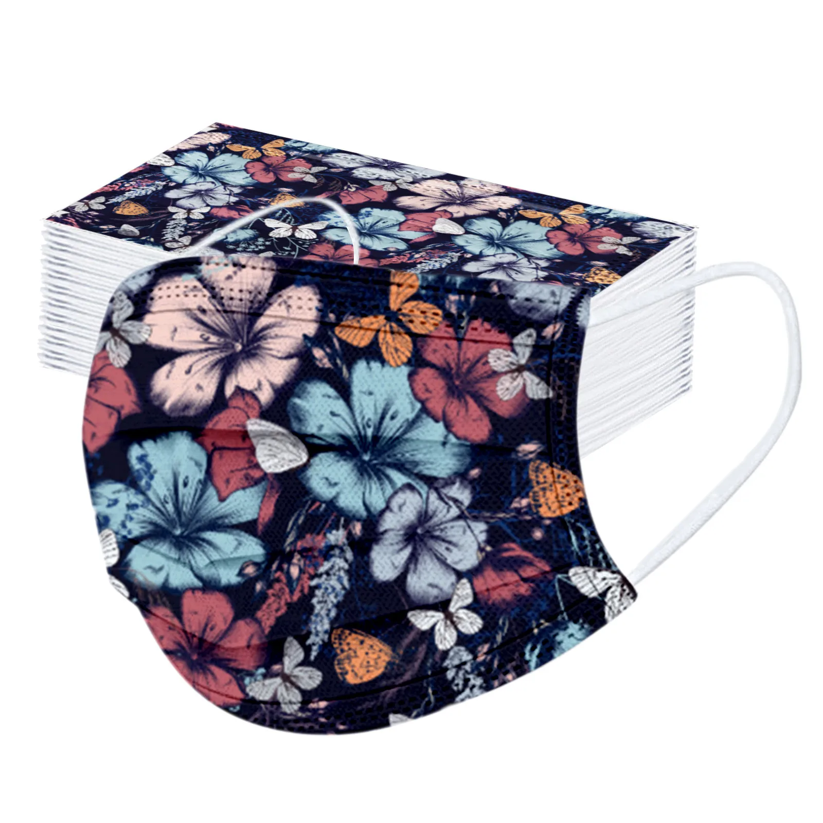 

10/50pc New Disposable Face Mask For Women Floral Pattern Protection 3ply Filter Anti-dust Cloth Masks Adult Party Decoration