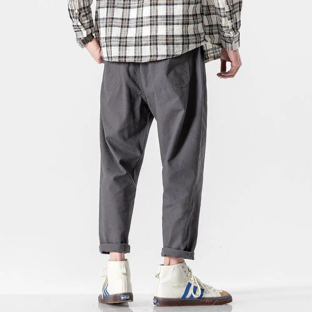 Мужские льняные брюки iiDossan SS однотонные облегающие из хлопка уличные