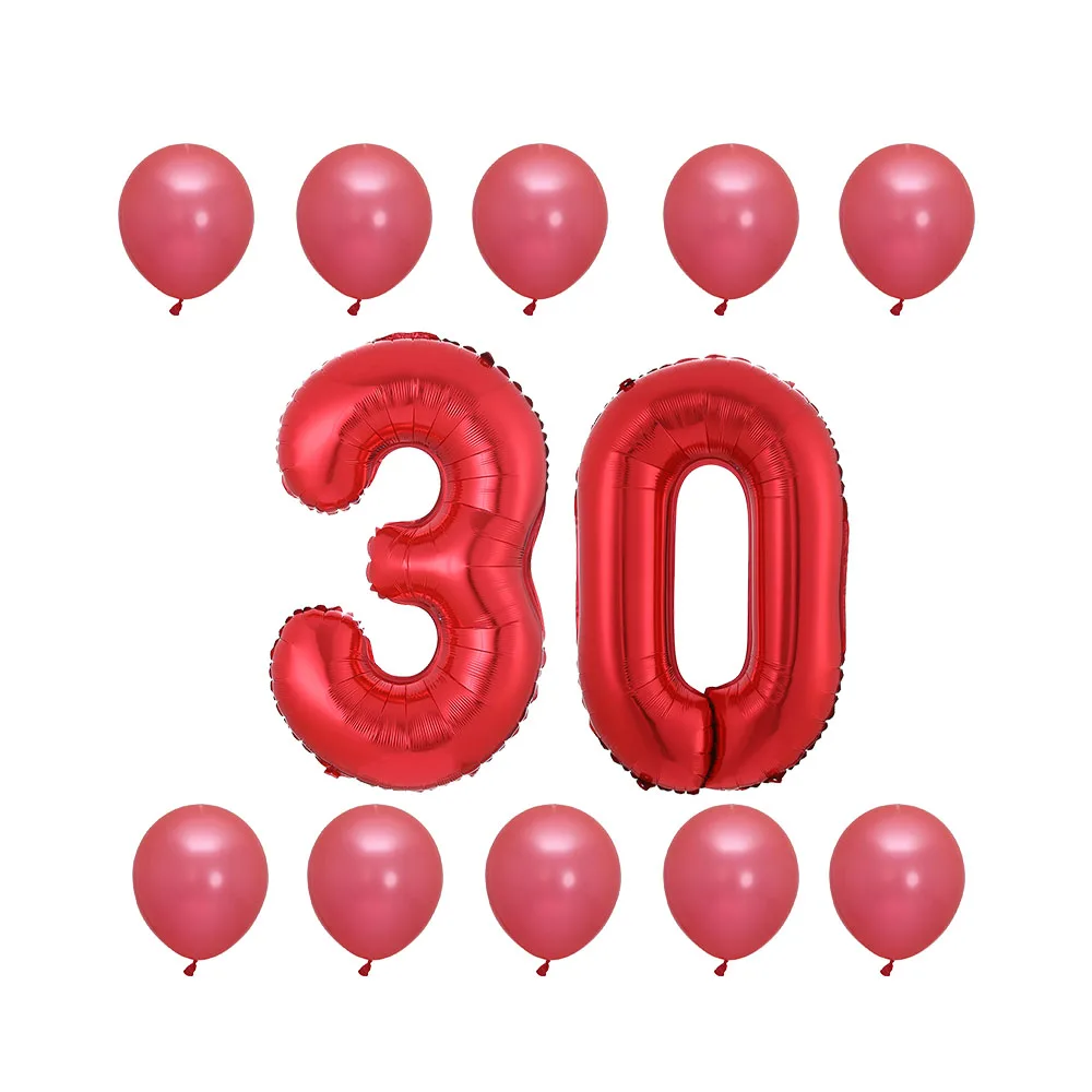 12 шт./лот 30/40 дюймов розовое золото с цифрой фольги гелиевые шары 30-летние