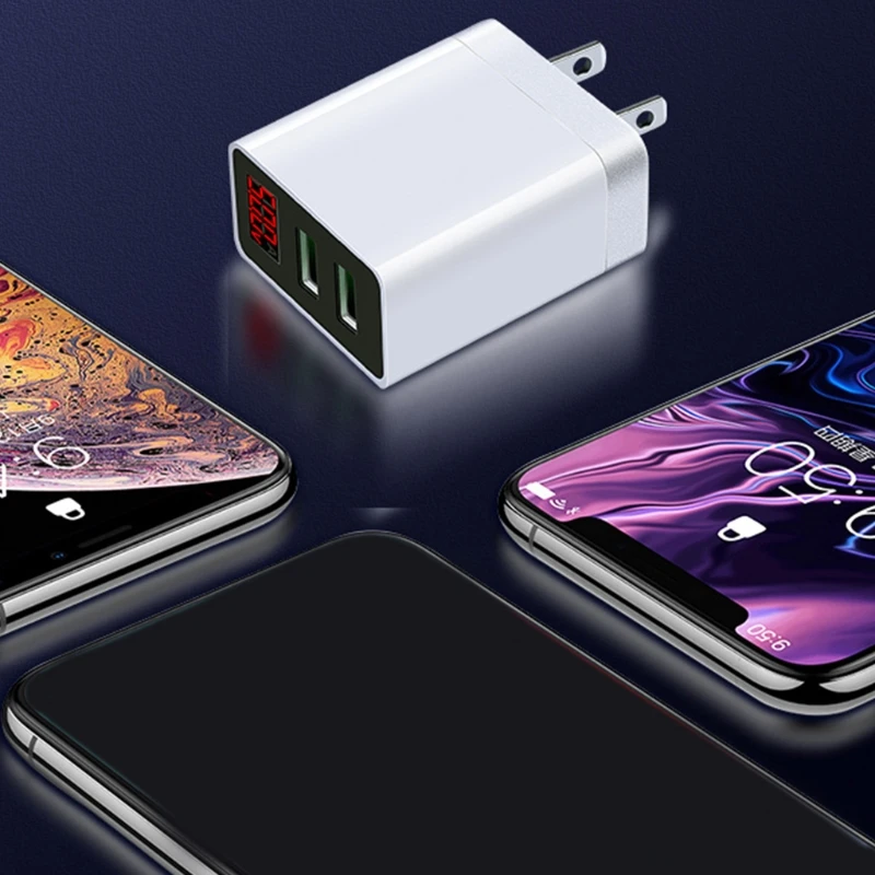 

Universal EU US Plug Output Voltage Current Red LED Digital Display 5V 2.4A Dual USB Charger Power Adapter for Mobile Phone 40JB
