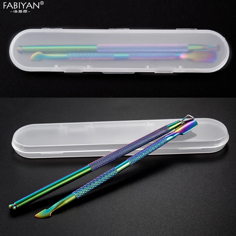 2 шт. Радужный инструмент для маникюра кутикулы с коробкой УФ-гель удаления