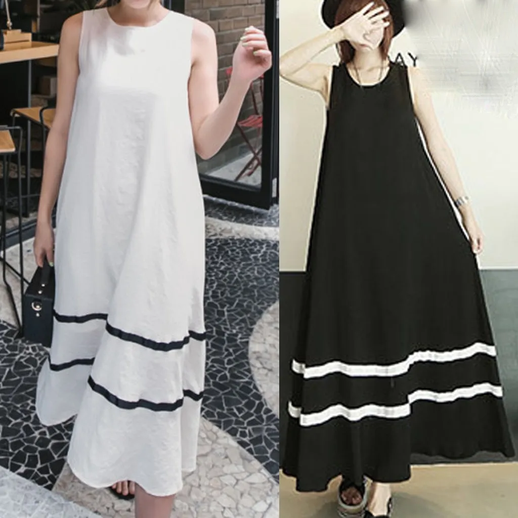 Платье без рукавов с цветочным принтом для женщин плюс размер летнее платье