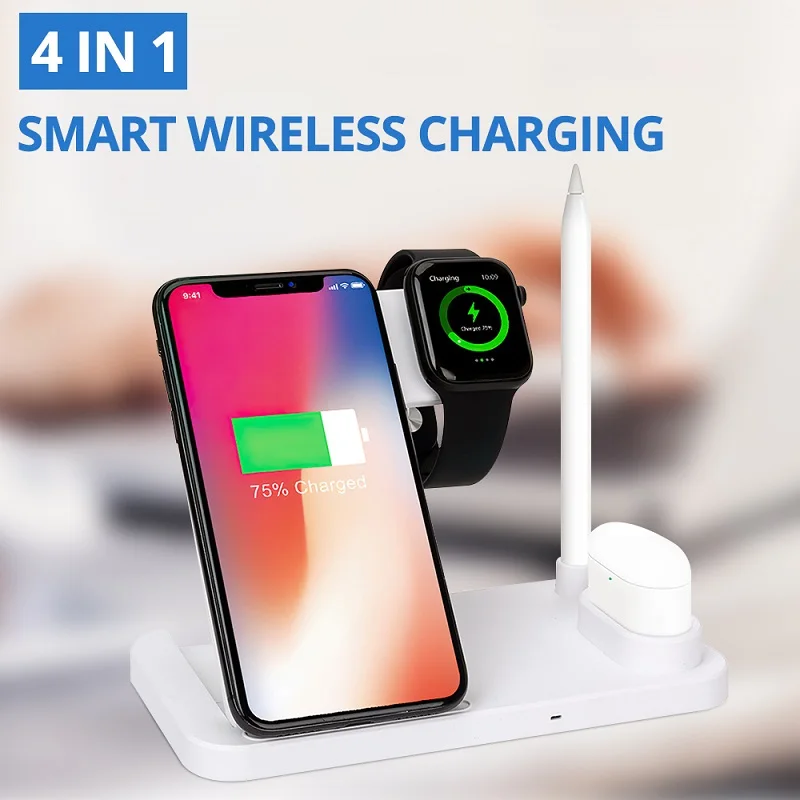 Беспроводное зарядное устройство SAMTIAN 4 в 1 док-станция для быстрой зарядки