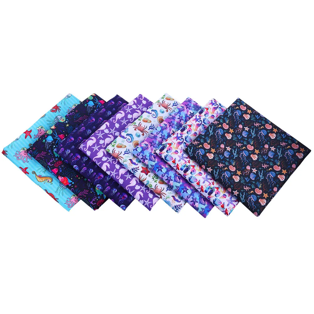 

50*145CM Marine life pattern Polyester cotton Fabric Patchwor Printed for Tissue Kids Home Textile for Sewing Doll Dress Curtain