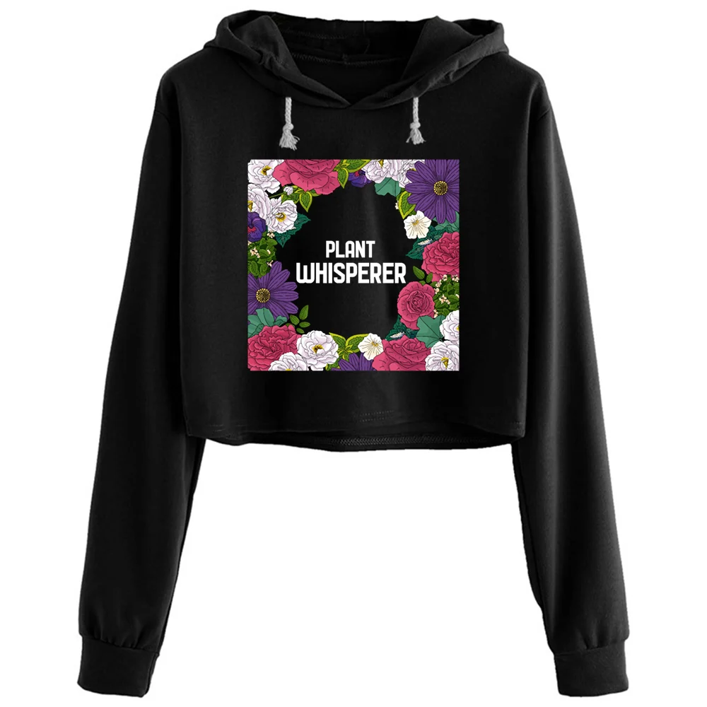 

Plant Whisperer Cute Florist Flower Botanic Tee Crop Hoodies Women Grunge Harajuku Anime Emo Pullover For Girls