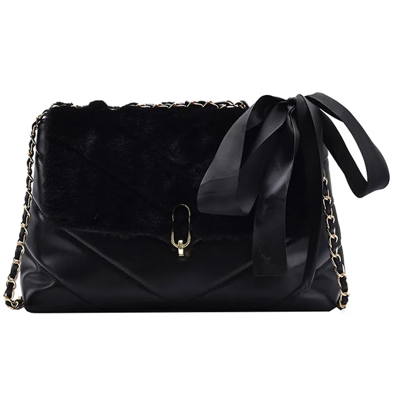 

Large capacity Plush Armpit bag 2020 Winter New High-quality PU Leather Women's Designer Handbag Chain Shoulder Messenger Bag