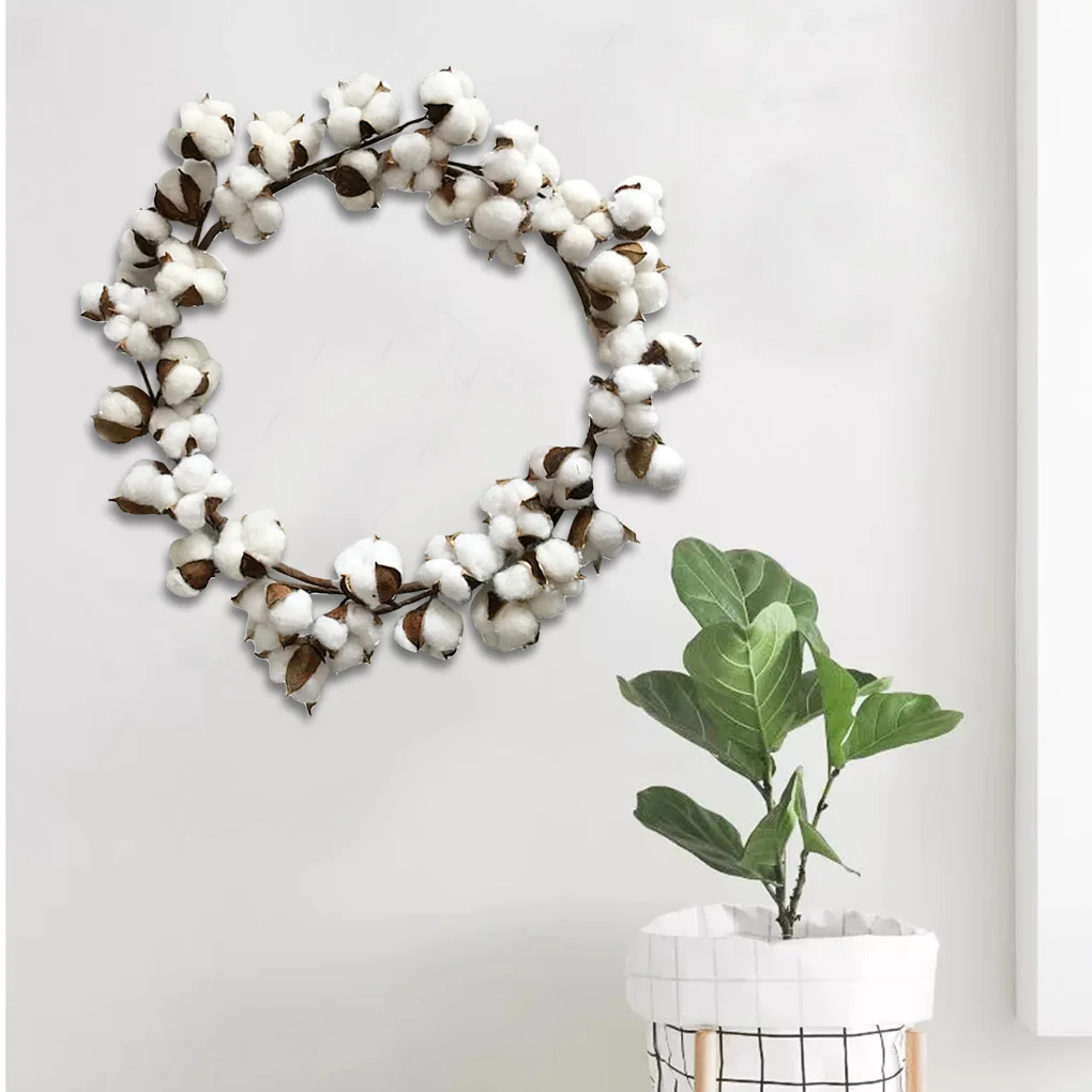 Хлопковый венок Рождественская сухая Цветочная домашняя дверь Украшение стен