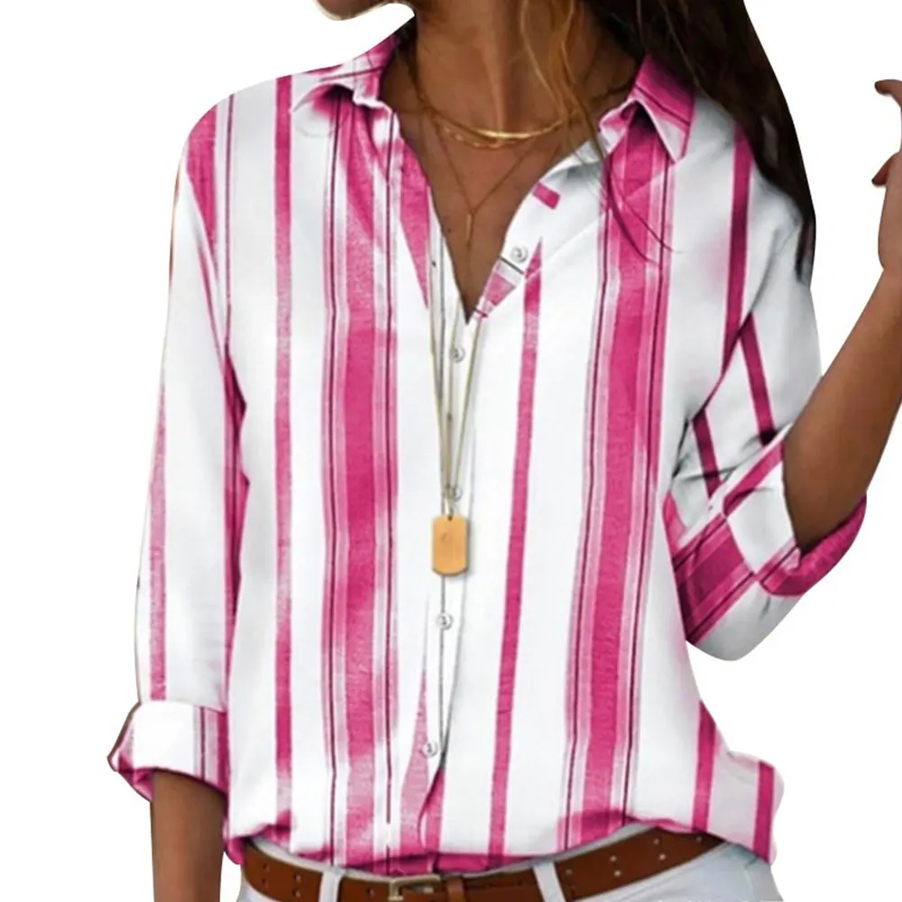 Рубашка свободного покроя женская в полоску Повседневный хлопковый топ стиле