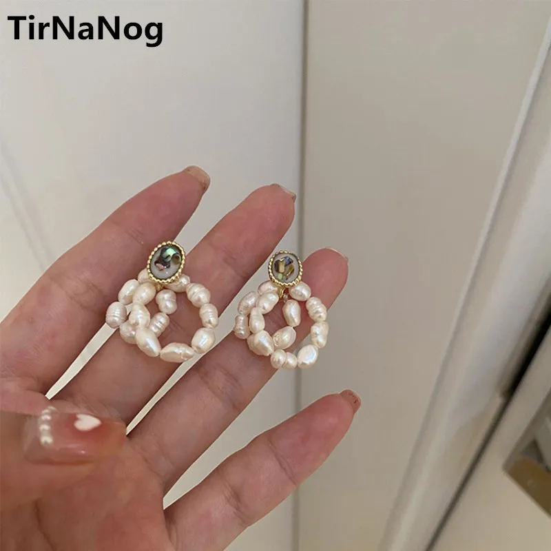 

South Korean Traditional Baroque Natural Freshwater Pearl Earrings Fashion Luxury Contracted Double Pearl Earring Women Jewelry