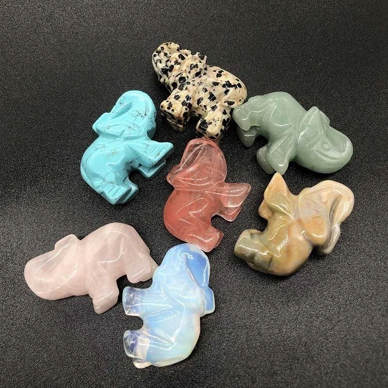 

1Pcs Auspicious Natural Crystal Jade Jewelry Carving Crafts Miniature Elephant Animal Stone Carving Home Decoration Ornaments