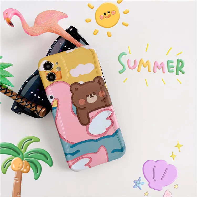 Чехол для iPhone XR с изображением фламинго купального медведя 11 Pro Max брендовый