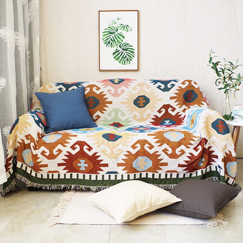 

Boho Knitted Chair Sofa Cover Towel Soft Throw Blanket Lace Slipcover Luxury Decor For Bed Bedspread Outdoor Beach Sandy Carpet