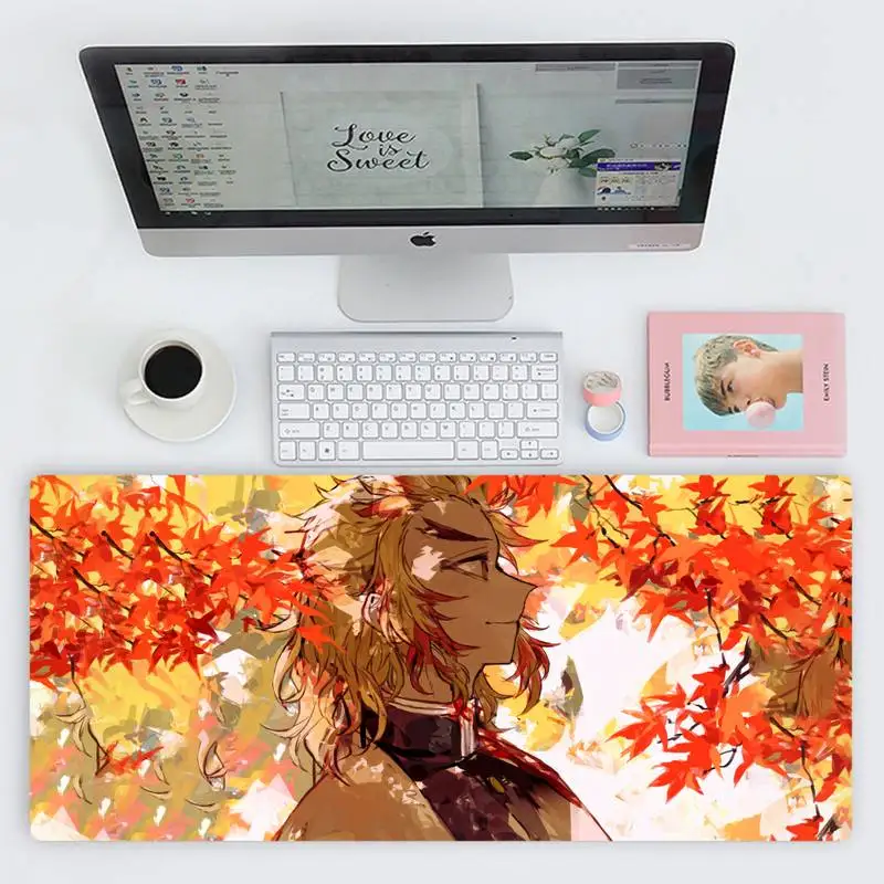 

Demon Slayer Rengoku Kyoujurou Beautiful Anime Mouse Mat X XL XXL Non slip Cushion Thickness 2mm LockEdge equal LE