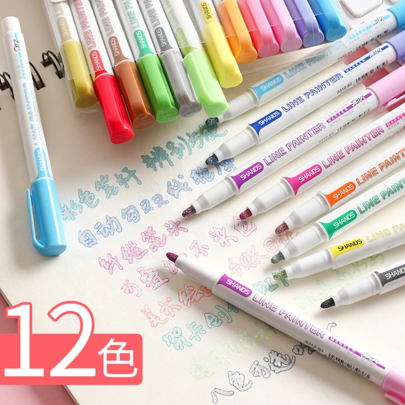 8 / 12 Цветов эскизов маркеры линейных ручка симпатичная канцелярские товары