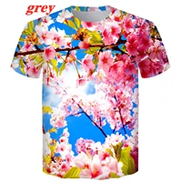 funny flower short sleeved japan sakura 3d printed t shirt harajuku fashion slim t shirt