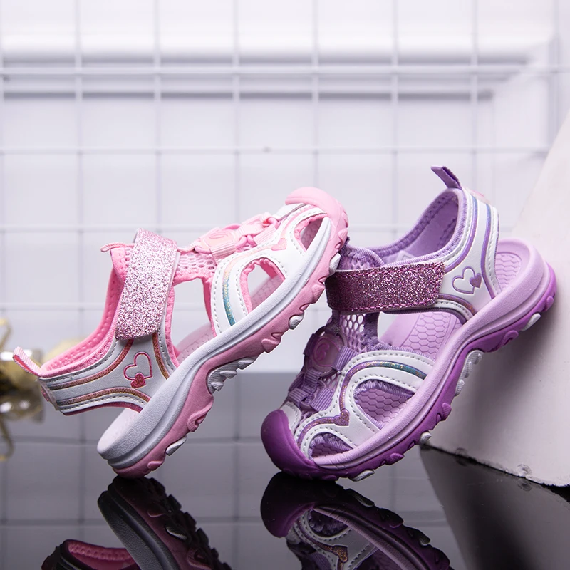 

2021 Girl'S Sandals Fashion Summer Shoe Big KIDS Closed-toe Sports Beach Shoes Baby PURPLE PINK BAOTOU SANDALS