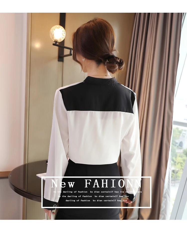 

Houthion New Chiffon Long-sleeved Women's Blouse Korean Tops V-neck Pure Color Stitching Slim Comfortable Fashion Casual Shirt