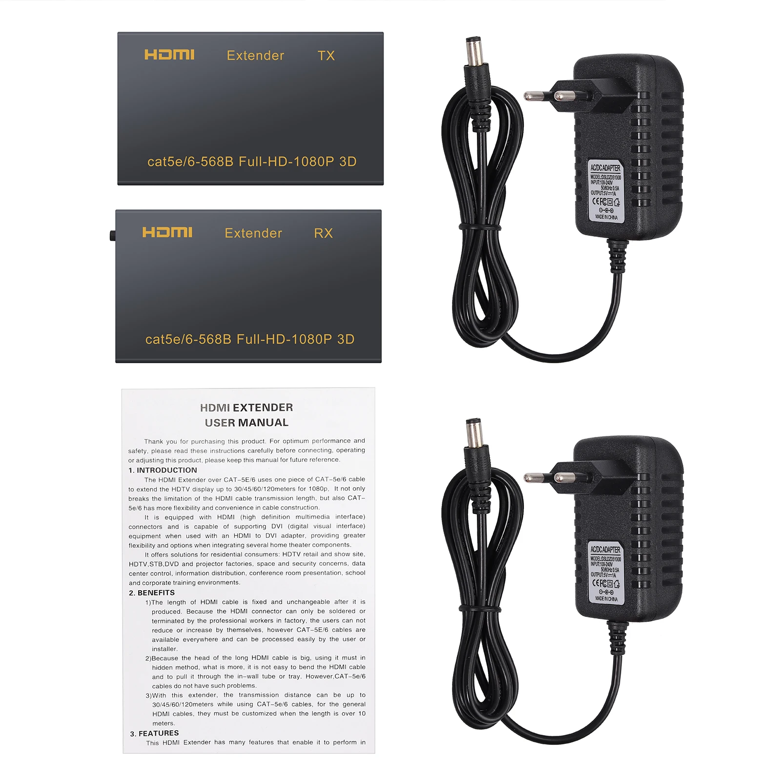 ESYNiC HDMI удлинитель Tx Rx по одному RJ45 Cat7 Cat6 Ethernet кабель до 196фт 60 м для Full HD 1080P 3D HDCP DTS