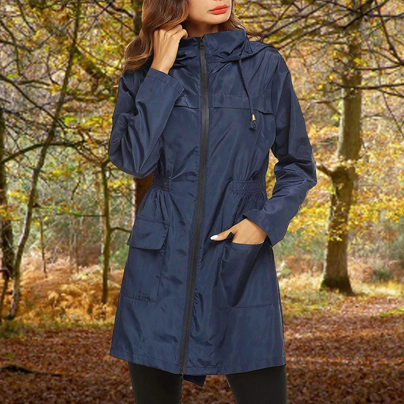 style2-navy Осенняя ветровка на молнии для женщин, ветрозащитная куртка для спорта на открытом воздухе, походные куртки, Женская куртка, ветрозащитное пальто для кемпинга размера плюс - Цвет: style2-navy