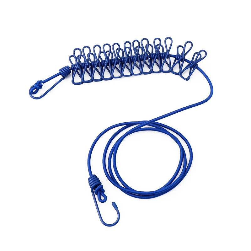 

Elastic Washing Line With 12 Clips Travel Portable Retractable Clothesline Home Socks Underwear Clothes Hanger