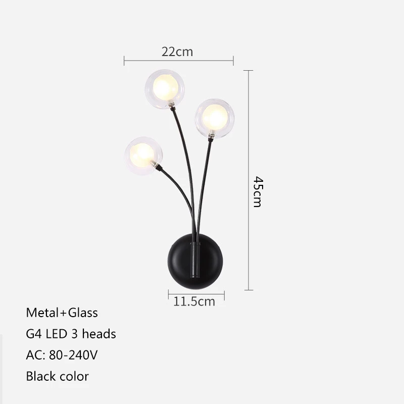 Современный алюминиевый и акриловый G4 led magic bean 3 головки настенный светильник для