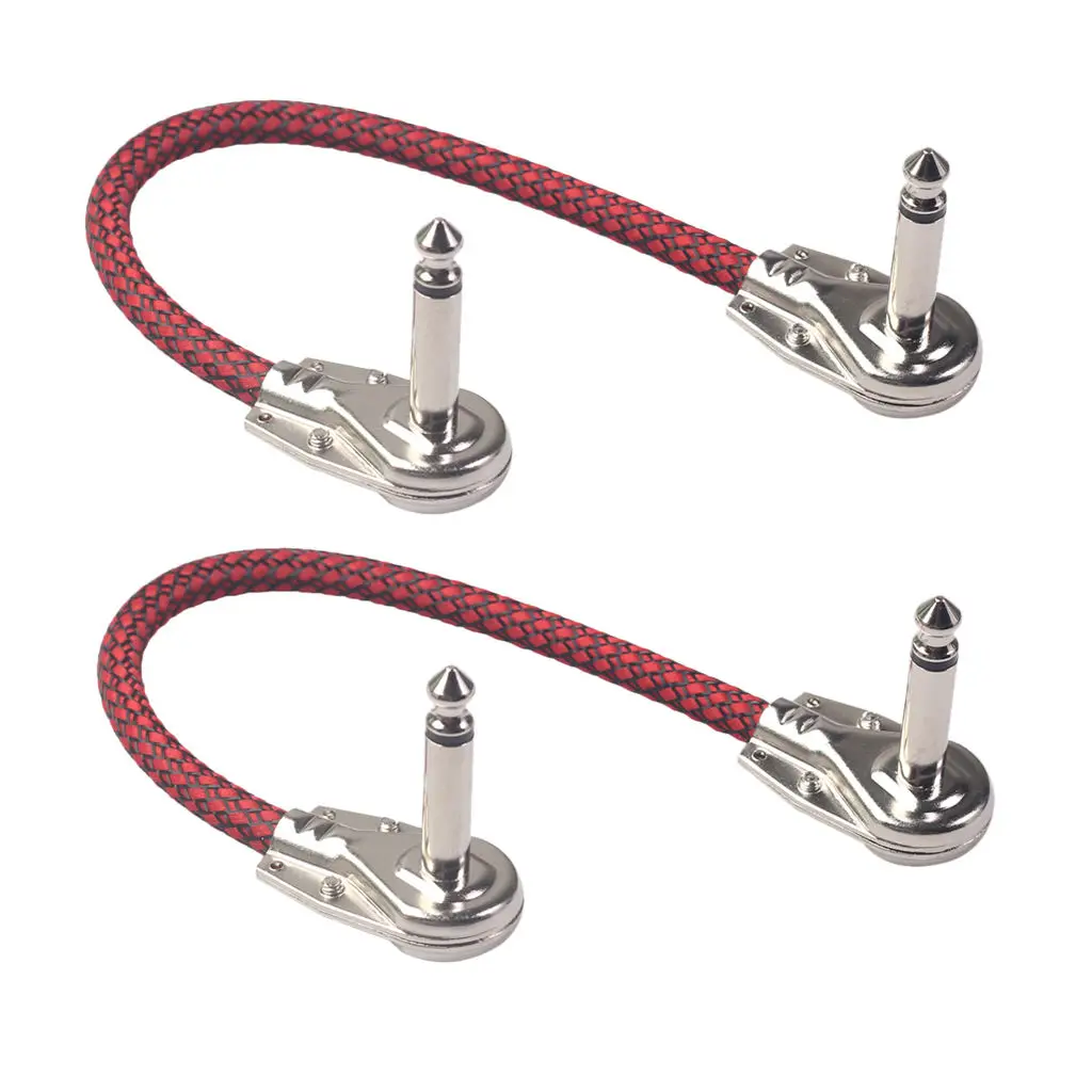 

2pcs Guitar Patch Cable 1/4in Plug DIY Instrument for Effect Audio Red