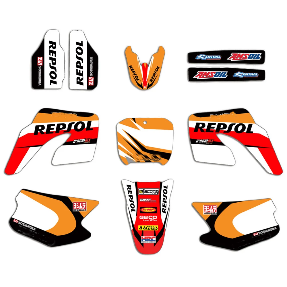 

3 Style Motorcycle Decals Graphics Sticker Kit For Honda CR125 CR250 2000 2001