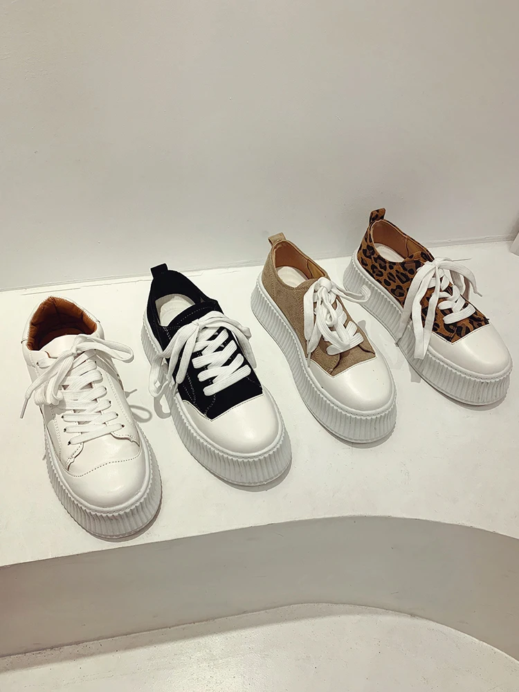 

Leopard Shoes 2021 Fashion Women's Casual Female Sneakers Espadrilles Platform Round Toe All-Match Flats Summer Modis New Cross
