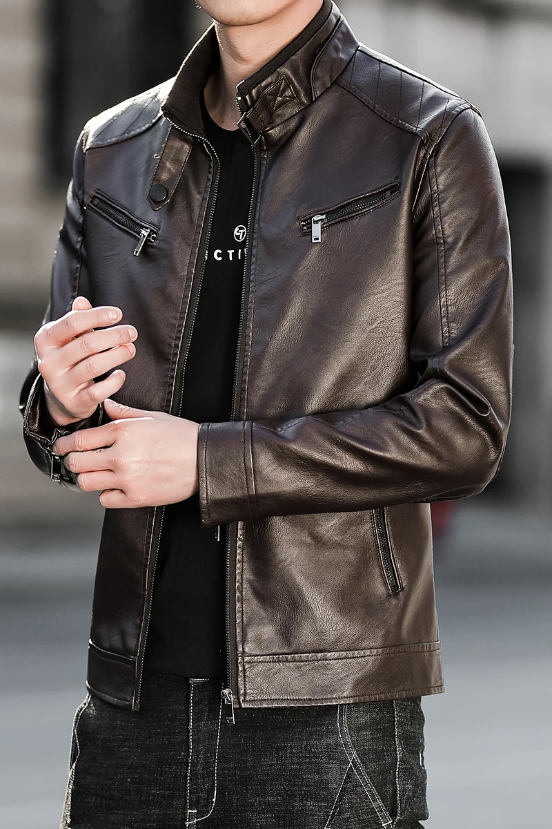

Biker Jacket Fashion 2021 Homme Leather Motorcycle Jacket Men Michael Jackson Jacket Slim