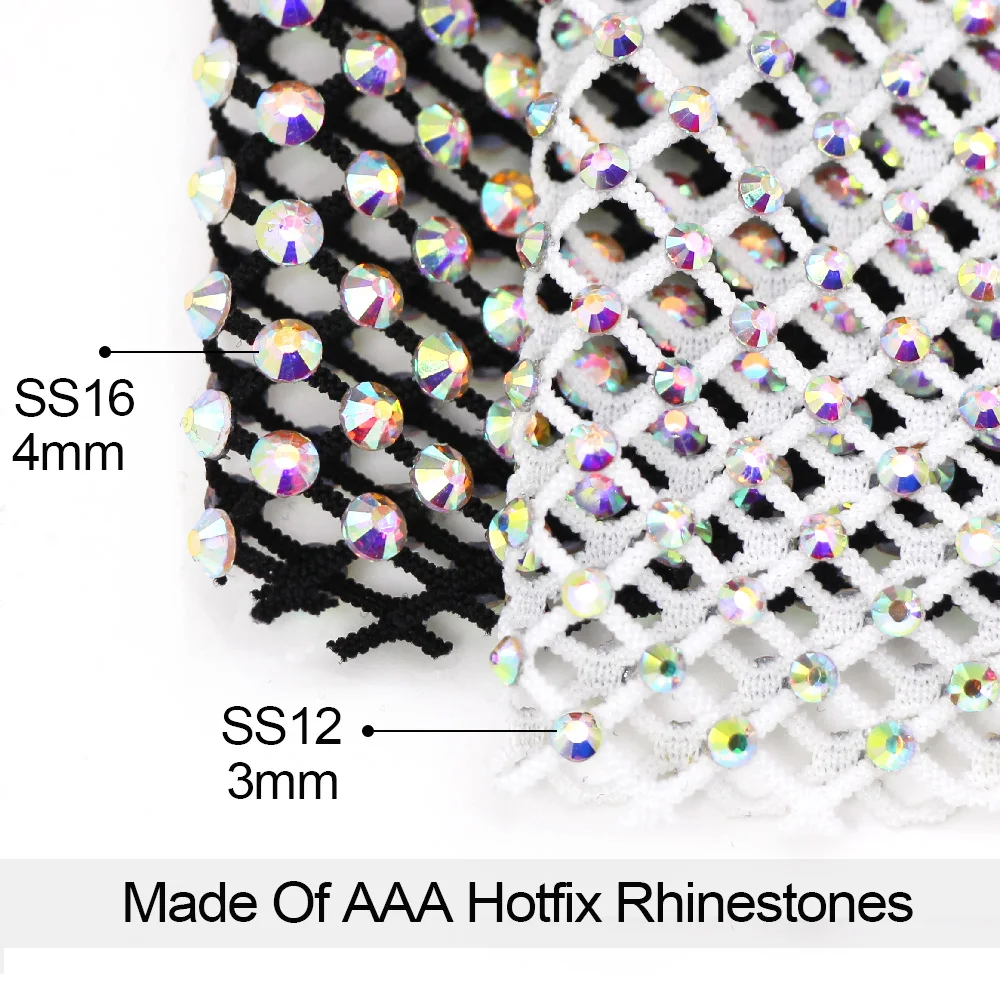 Стразы 1 лист черные/белые стразы сетка SS12/SS16 AB Кристальные s с эластичной сеткой