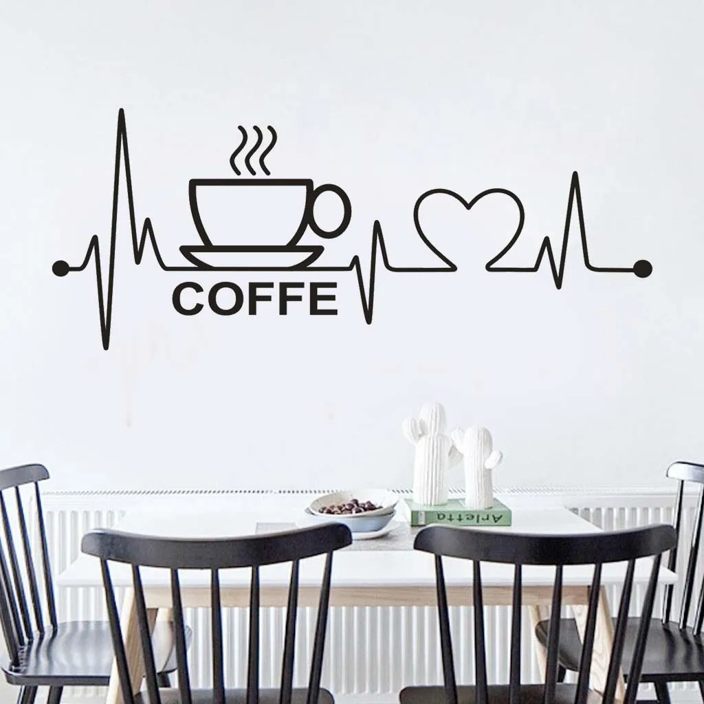 

Coffee Heartbeat Quote Removable Art Vinyl Mural Home Decor Wall Stickers 3d Wall Stickers Decoration Wall Stickers Home Decor