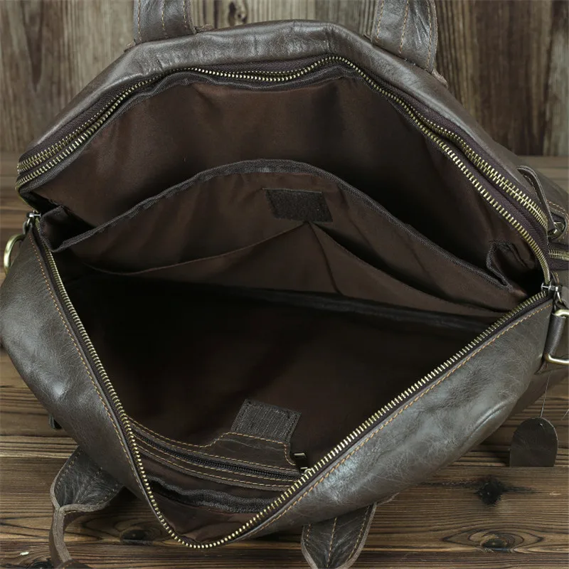 Мужской винтажный портфель Nesitu из натуральной кожи для ноутбука 14 дюймов