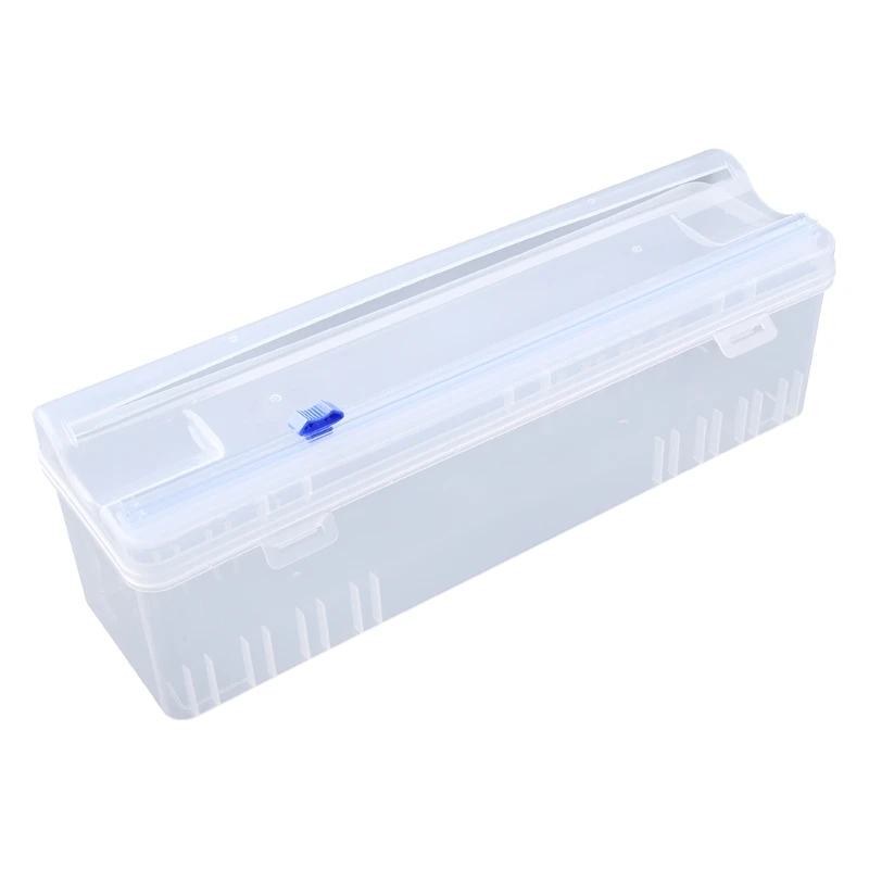 

Food Wrap Stretch Clear Cling Wrap Dispenser Storage Tool Box with Slide Cutter