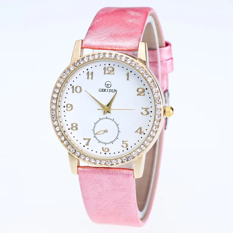 

Nice PopCasual Fashion Diamond Ladies Love Leather Watch Digital Dot Scale Quartz Rhinestone Ladies Watch Explosion
