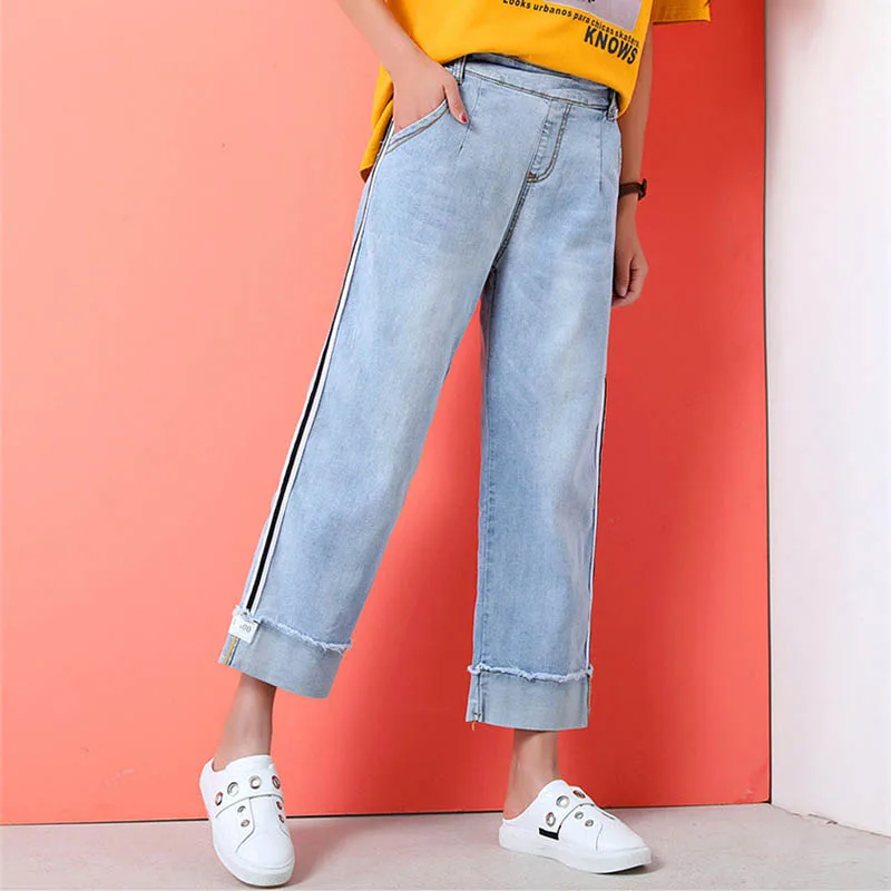 Loyalget джинсы для женщин большие размеры модные отбеленные с эластичной резинкой