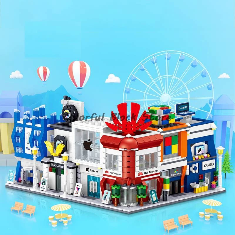 Строительные блоки MOC игрушки город электронный Модный магазин уличный вид