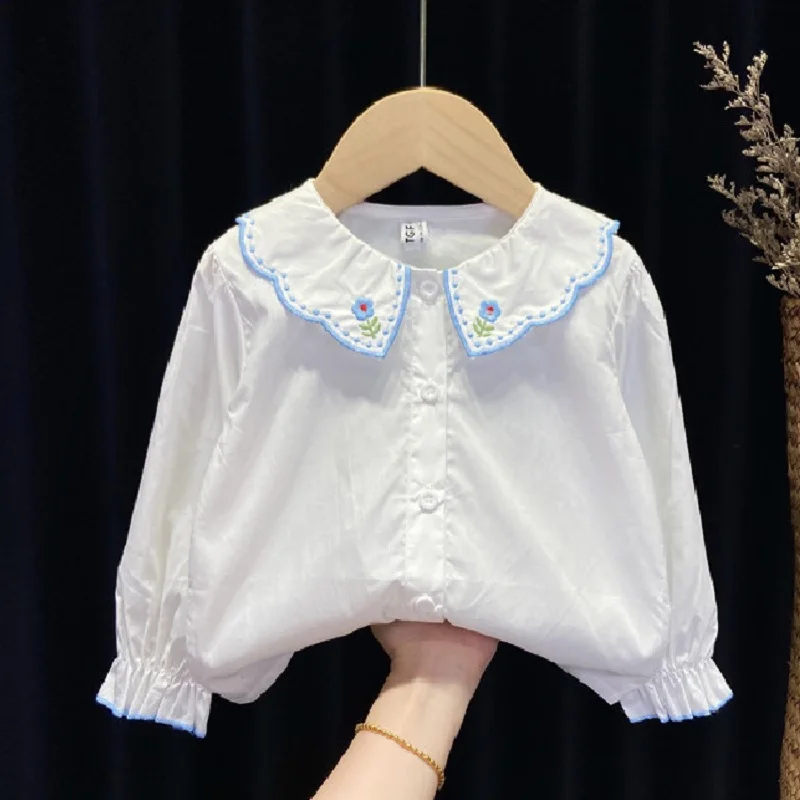 

Embroidery Girls Shirts for Kids Clothes Autumn Long Sleeve Girls Cotton Shirt Children Clothing Long Sleeve Toddler Tops