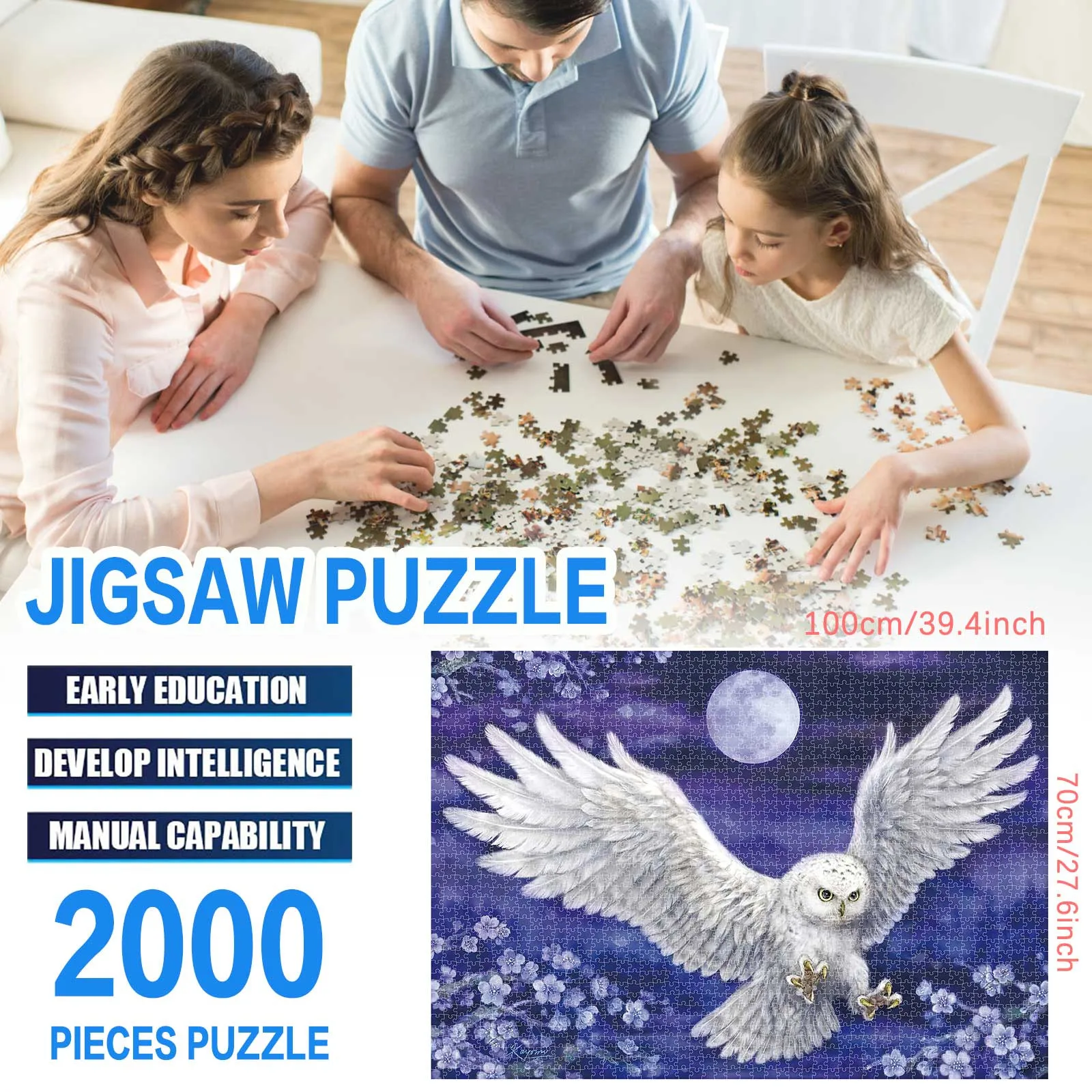 

2000 Piece white Eagle Theme Adult Children Puzzle best Holiday Gift Toy for kid Beautiful Christmas Pattern Jigsaw Puzzle