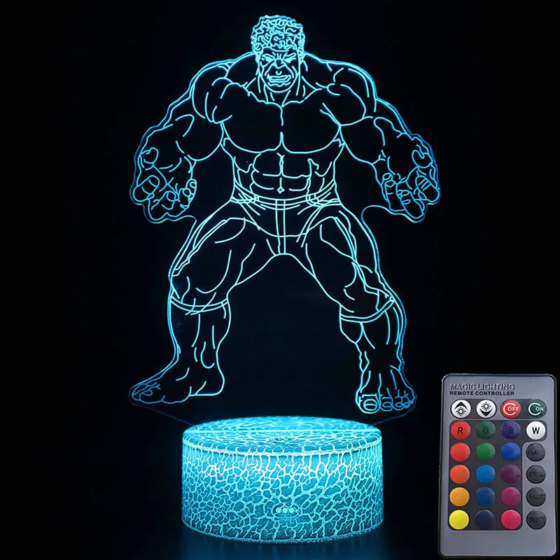 Железный человек фигурка 3D Иллюзия светодиодный ночной Светильник s Мстители завершающей светильник вверх "Человек-паук" фигура Халка маска Железного человека модель игрушки - Цвет: MY1151-CRACK16-RC