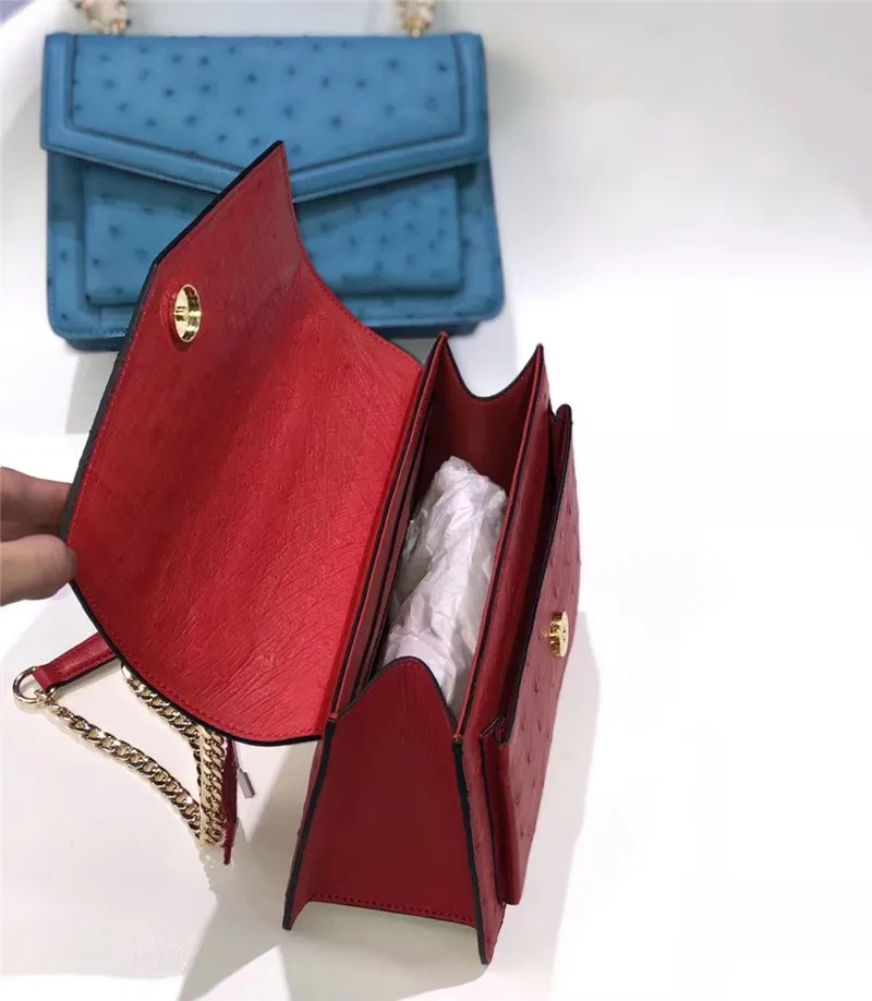 Натуральная кожа страуса женская маленькая сумка мессенджер экзотическая