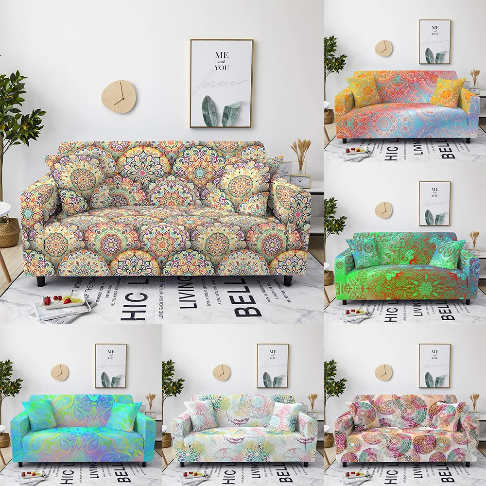 

Чехол для дивана Эластичный в богемном стиле с мандалой, чехол для дивана на стул, чехлы для мебели в гостиной, протектор для 1/2/3/4-местного ди...