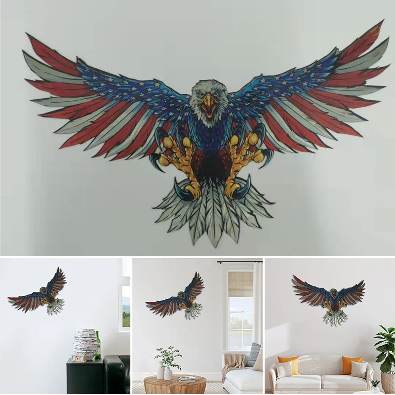 

United States Bald Eagle Hanging Ornament Stars and Stripes Patriotic Wall Pendant Stained Metal Art Home Decoration D1